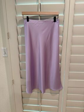 J Crew Gwyneth Light Purple Midi Slip Satin Skirt - Size XS